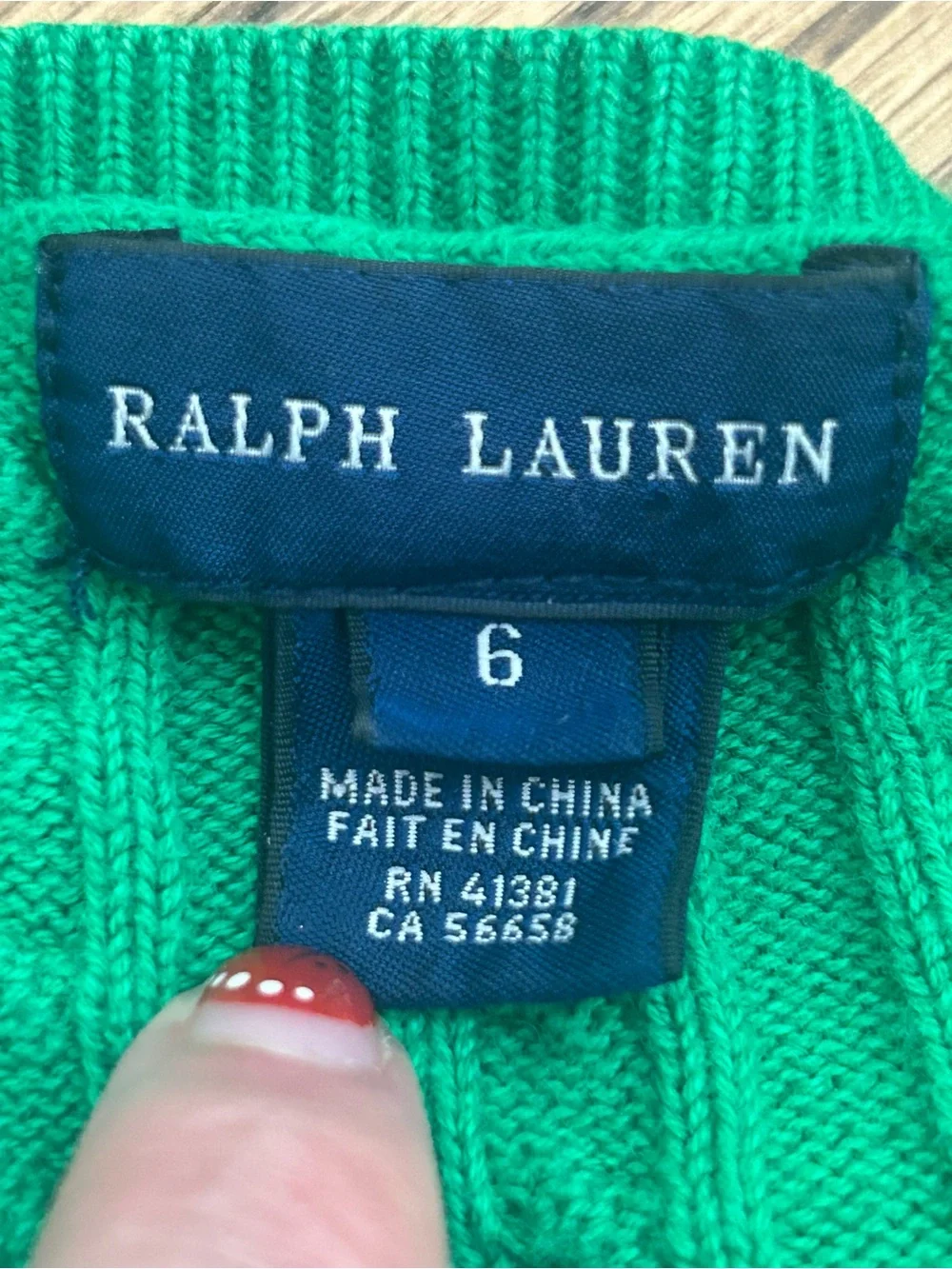 RALPH LAUREN Green Cable Knit Pony Button Up Cardigan Size 6